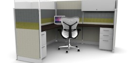 Tiled 6X6 Cubicles 67″ With Files / Bin / Glass